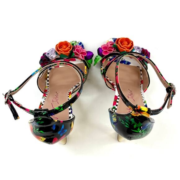 Betsey Johnson Mikah Floral Stiletto Sandals Heels Black Multi Size 5 NWT /Box - Picture 7 of 8